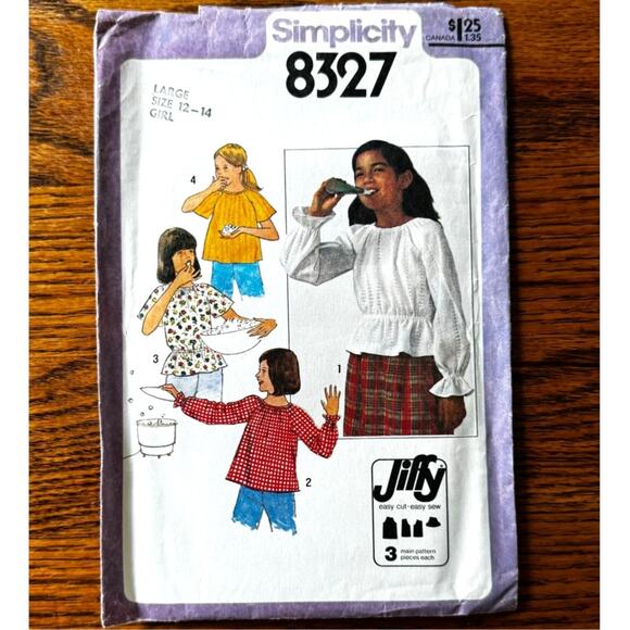 Vintage 1970s Simplicity 8327 Sewing Pattern Sz XS/S Jiffy Pullover Top COMPLETE - Picture 1 of 2